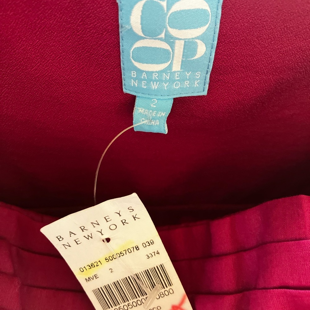 CO OP Barneys New York Strapless Pleated Fuchsia Party Dress Size 2 - Picture 2 of 7
